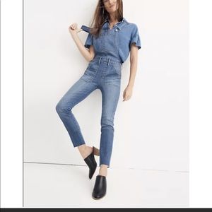 MADEWELL Skinny Overalls in Kemp Wash Comfortable Everyday Denim Size: XL